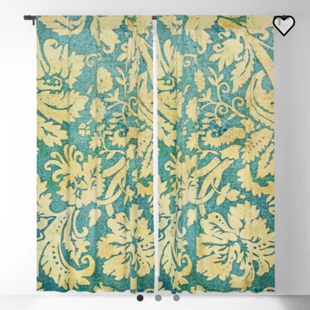 Society6 Vintage Antique Green and Gold Pattern Wallpaper Blackout Curtains